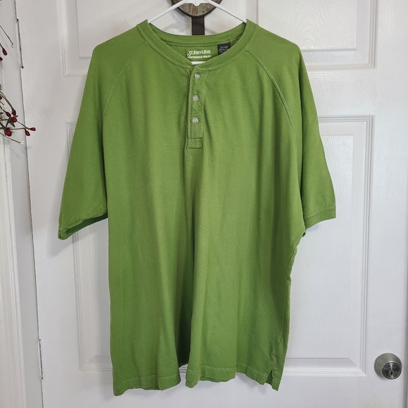 (1418) St. John's Bay Men's Classic 3 Button Short Sleeve Shirt, 2XL, Green - Picture 2 of 11